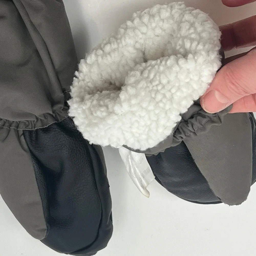 MCTi Kids Winter Mittens Size‎ 2 Gray Black Waterproof Insulated Warm